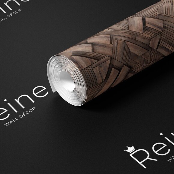 3D Geometric Wood Wallpaper in Brown | Modern Textured Wall Art | Designer Wallp - Picture 2 of 9